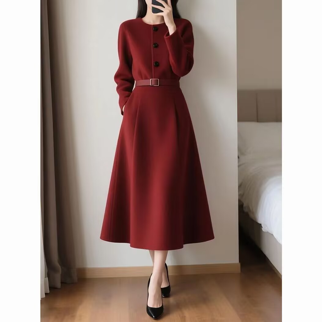 2026年秋の新作、レディース向け。赤いレトロ調の高級感あふ - Women'S Red Formal Wear のレビューと価格