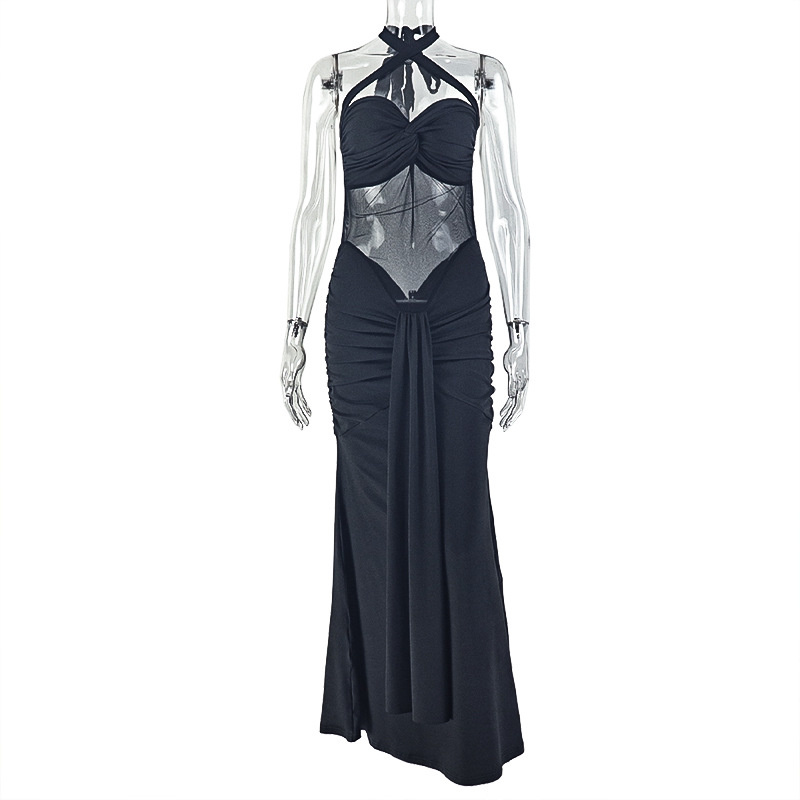 バックレスホルターボディコンドレス女性用ラッフルラップチュー - Midi Dress のレビューと価格