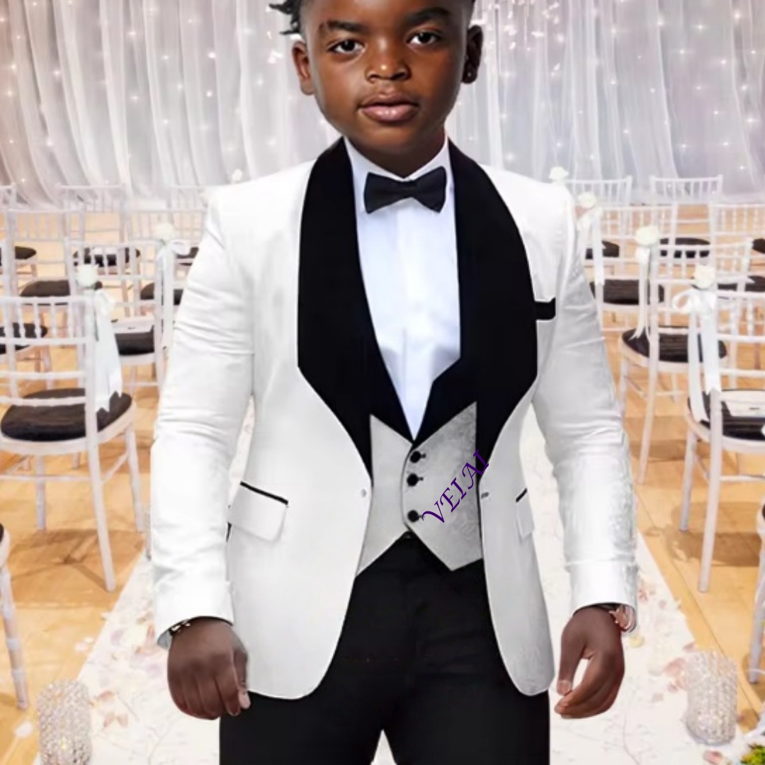 3点セットの豪華なジャカード素材の男の子用スーツ。上品なデザ - Formal Dress のレビューと価格