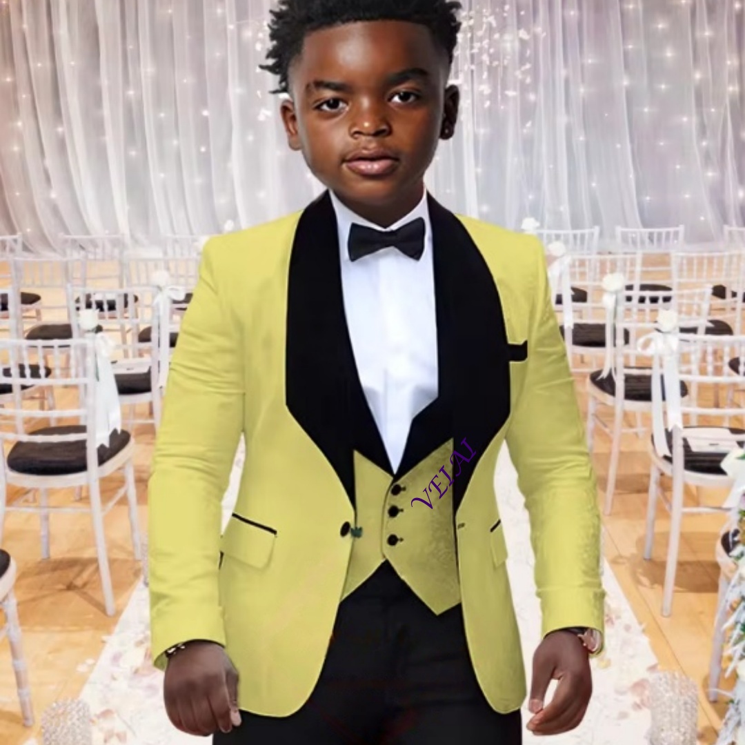 3点セットの豪華なジャカード素材の男の子用スーツ。上品なデザ - Formal Dress のレビューと価格