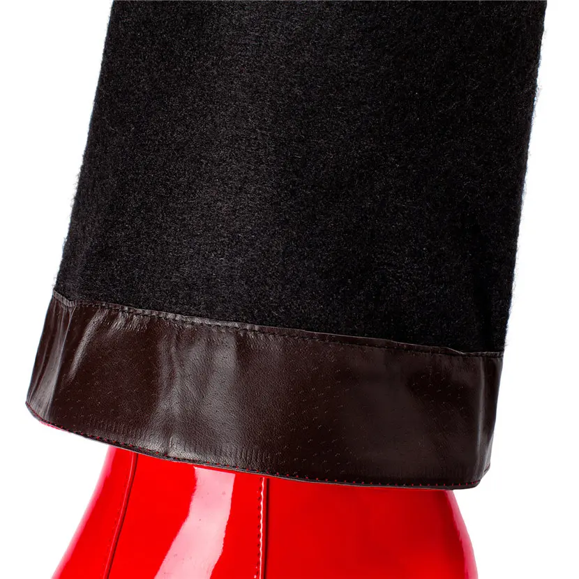 女性のための赤と白のパテントレザーニーハイブーツ,ブロックヒ - Women'S Red Formal Wear のレビューと価格