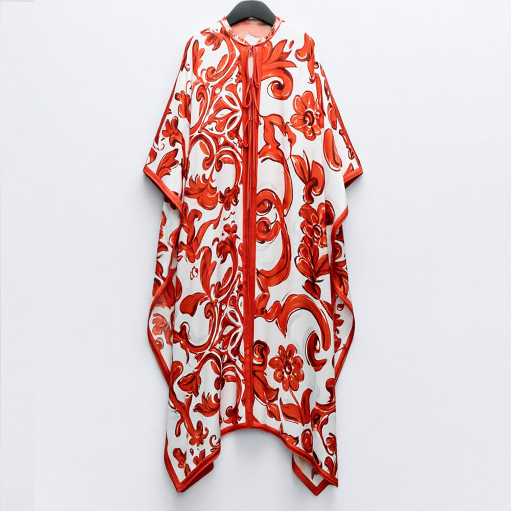 2026 夏の新しい女性赤白ヴィンテージプリントルーズロング - Women'S Red Formal Wear のレビューと価格