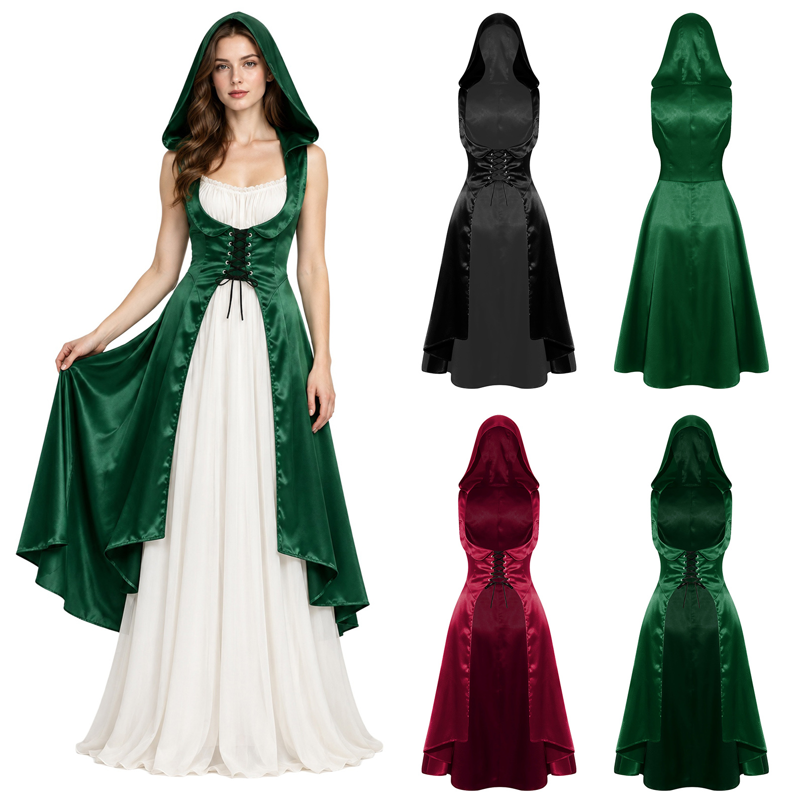 レディース・ルネサンス衣装、ハロウィーン衣装、中世風ヴィンテ - Lace Dress のレビューと価格