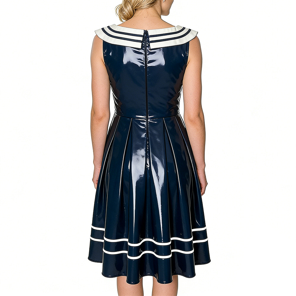 ヴィンテージセーラードレス 女性用 光沢のあるレザーPVC素 - Midi Dress のレビューと価格