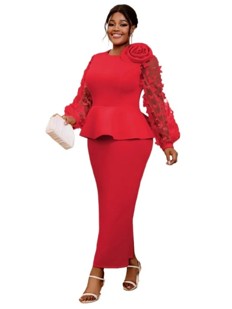2025年 プラスサイズ アフリカンドレス レディース 秋  - Women'S Red Formal Wear のレビューと価格