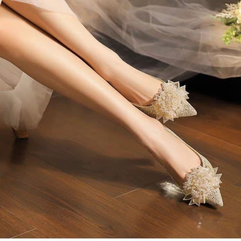 ラインストーンフラワーブロックヒールシングルシューズファッシ - Pump Heel Block のレビューと価格