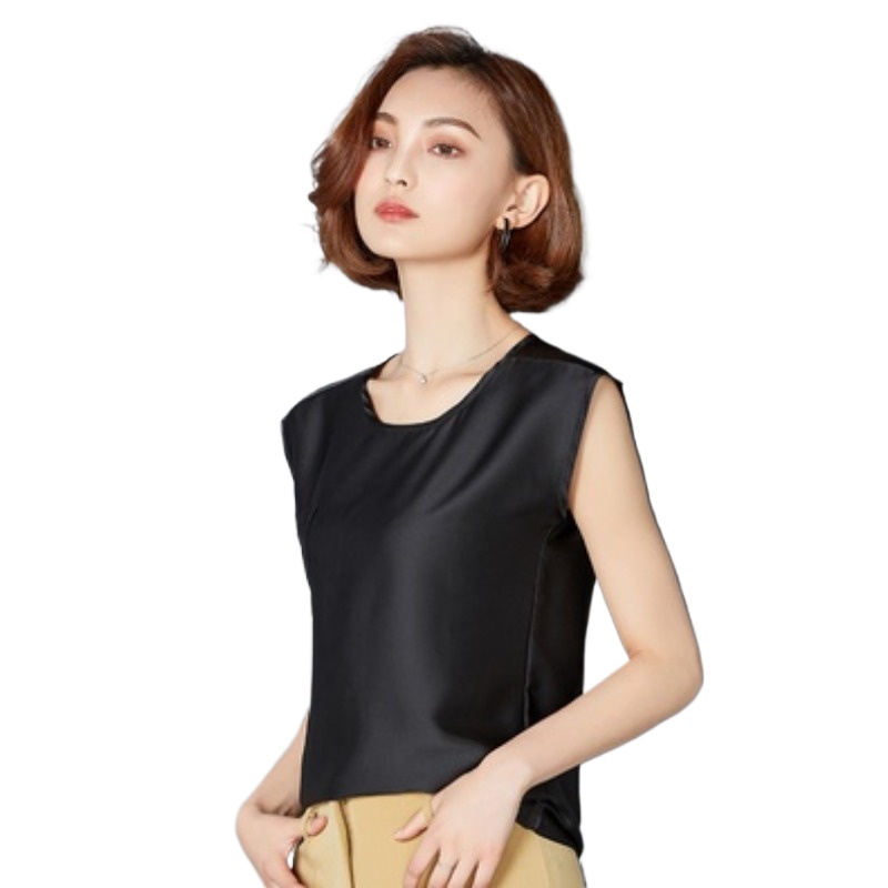 セクシーなシルクベスト女性ノースリーブトップ夏無地ブラウスシ - Silk Blouse のレビューと価格