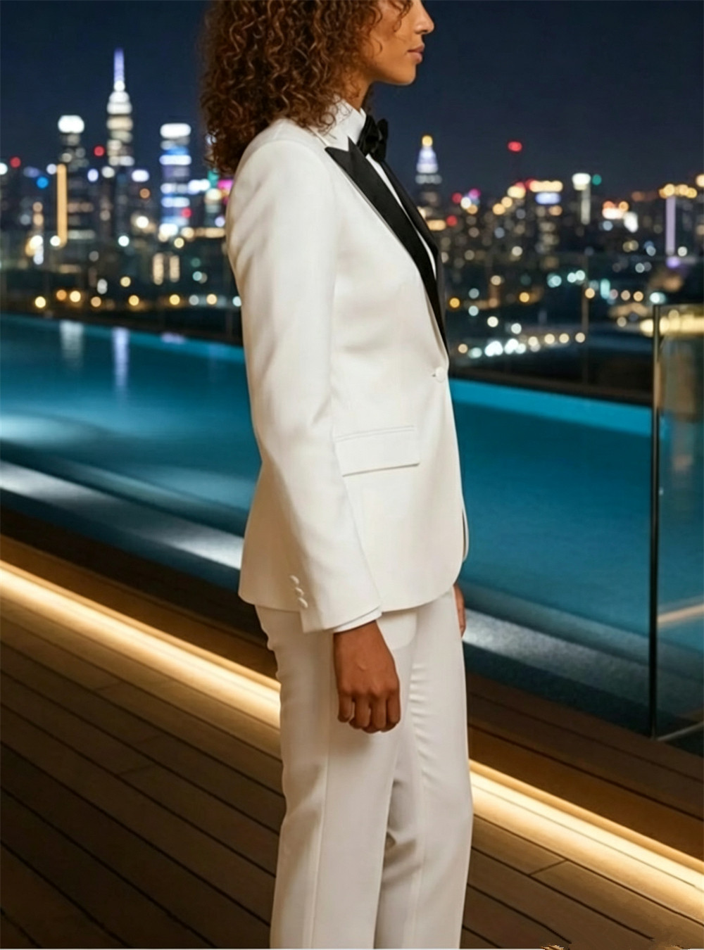 レディース 2 ピース スーツ ホワイト スーツ ブラック  - Womens Blazer のレビューと価格