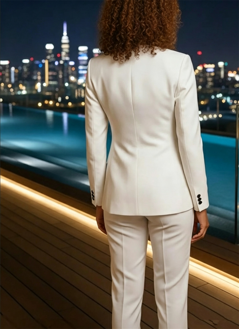レディース 2 ピース スーツ ホワイト スーツ ブラック  - Womens Blazer のレビューと価格